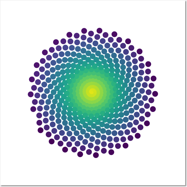 Dot Mandala | Dark Peacock Yellow Green Blue Wall Art by aRtVerse